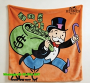 Monopoly Man Running Money Bag Hermès Flannel Sofa Throw Blanket IMG_5359